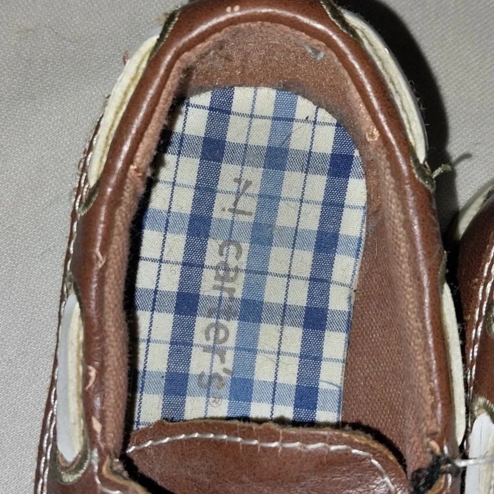 Carter Kids Brown Dress Boat Shoes with White Laces Size 7
